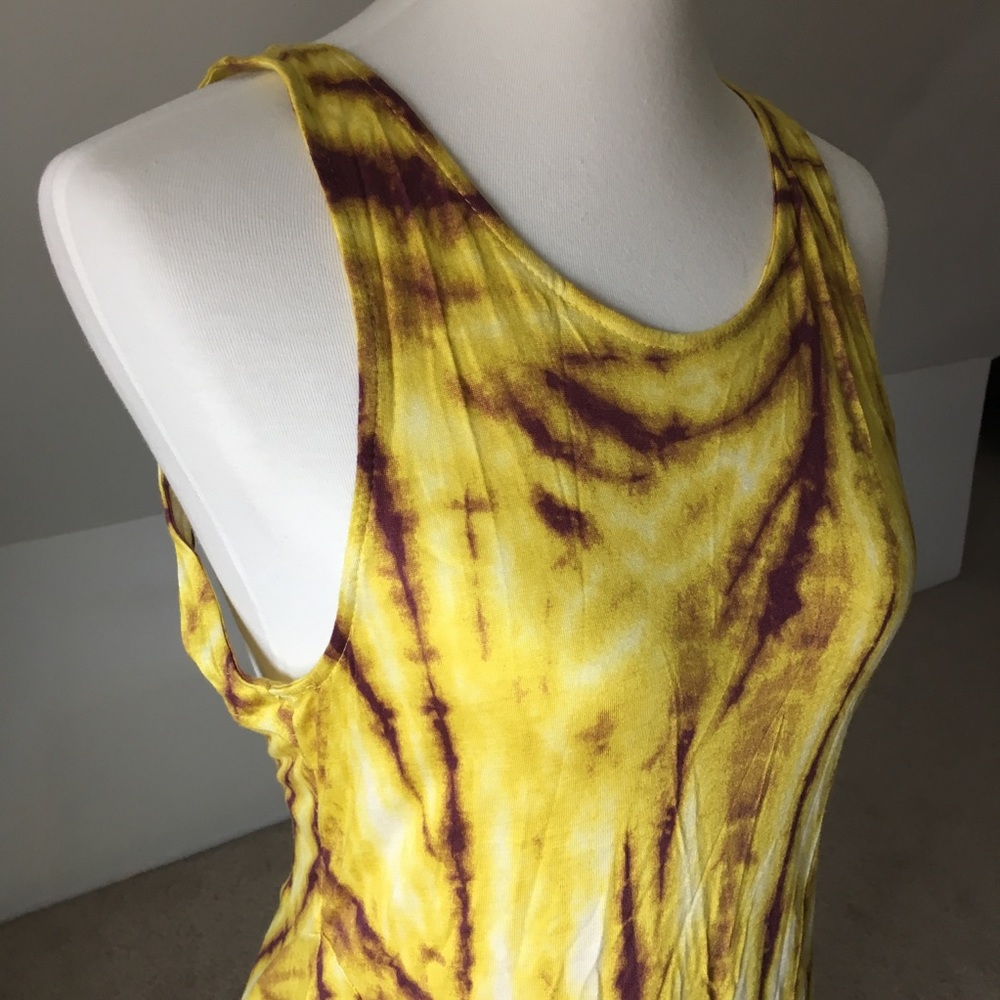 Yellow & Camel Tribal Cut Out Hi-Low Dress NWOT - Picture 5 of 8